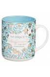 MUG774 - Mug My White Teal Floral Grace is Sufficient 2 Cor 12:9 - - 1 