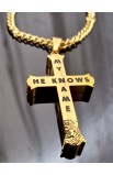 SC0212 - HE KNOWS MY NAME GOLD CROSS PENDANT CHAIN - - 2 