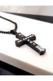 SC0213 - HE KNOWS MY NAME BLACK CROSS PENDANT CHAIN - - 5 
