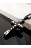 SC0213 - HE KNOWS MY NAME BLACK CROSS PENDANT CHAIN - - 7 