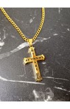 SC0212 - HE KNOWS MY NAME GOLD CROSS PENDANT CHAIN - - 9 