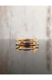 R02S - DOUBLE LINE CROSS RING GOLD PLATED - - 7 