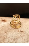 R02S - DOUBLE LINE CROSS RING GOLD PLATED - - 15 