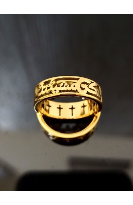 R11S - YOUR WILL CROSS RING GOLD PLATED ARABIC لتكن مشيئتك - - 1 