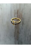 R04S - SMALL CROSS THIN RING GOLD PLATED - - 5 