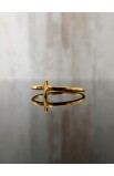 R04S - SMALL CROSS THIN RING GOLD PLATED - - 4 