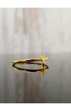 R04S - SMALL CROSS THIN RING GOLD PLATED - - 11 