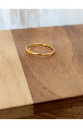 SMALL CROSS THIN RING GOLD PLATED