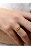 R02S - DOUBLE LINE CROSS RING GOLD PLATED - - 3 