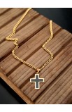 BLACK EPOXY CROSS NECKLACE GOLD PLATED