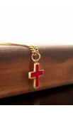 SC0254 - RED EPOXY CROSS NECKLACE GOLD PLATED - - 4 