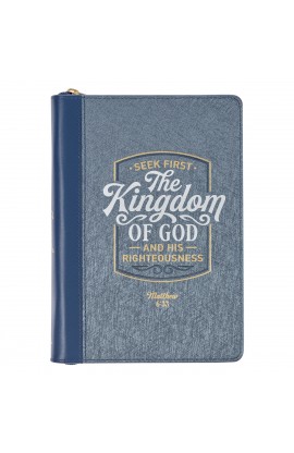 JL673 - Journal Classic Zip Blue Two tone The Kingdom of God Matt 6:33 - - 1 