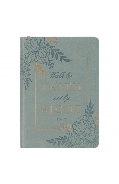 JL652 - Journal Classic Zip Teal Walk by Faith 2 Cor 5:7 - - 1 