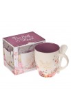 MUG850 - Mug with Spoon White Purple Floral Be Still Ps 46:10 - - 3 