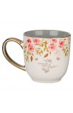 MUG893 - Mug Gray White Floral Love 1 Cor 16:14 - - 2 