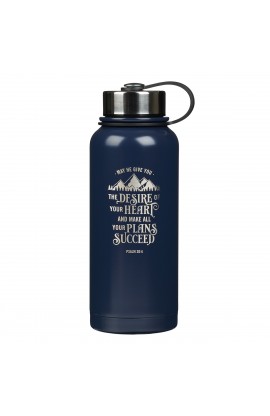 FLS069 - Water Bottle SS Navy Desires of Your Heart Ps 20:4 - - 1 