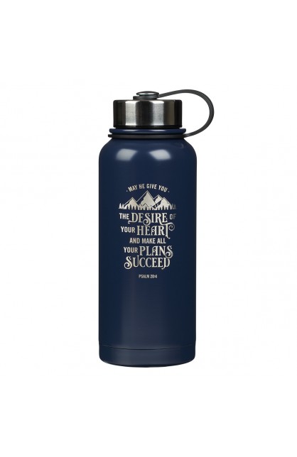 FLS069 - Water Bottle SS Navy Desires of Your Heart Ps 20:4 - - 1 