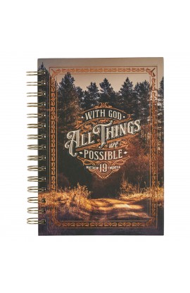 JLW164 - Journal Wirebound Road/Woodgrain All Things Matt. 19:26 - - 1 