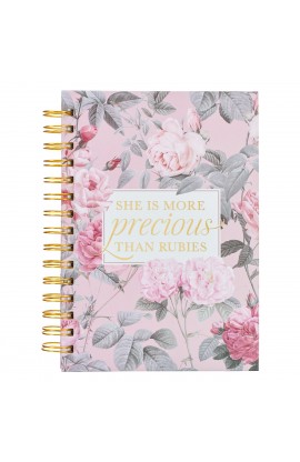 Journal Wirebound Pink Floral More Precious Than Rubies Prov. 31:10