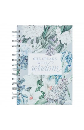 Journal Wirebound Blue Floral She Speaks with Wisdom Prov. 31:26