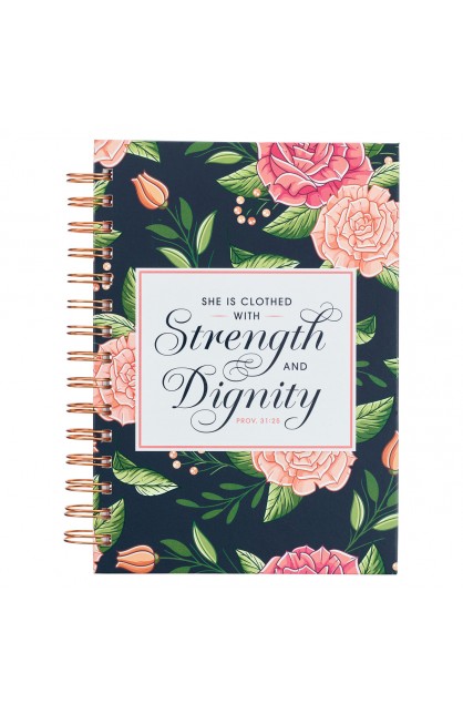 JLW172 - Journal Wirebound Navy Floral Strength & Dignity Prov. 31:25 - - 1 