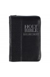 KJV015 - KJV Bible Mini Pocket Faux Leather Black w/zipper - - 1 