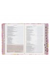 SGB014 - NLT The Spiritual Growth Bible Faux Leather Pink/Purple Floral Printed - - 8 