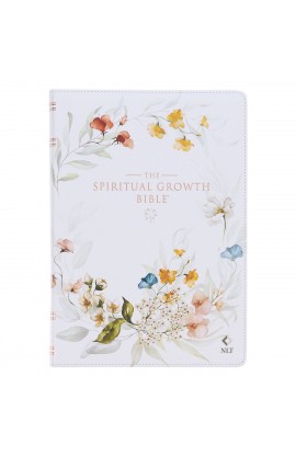 SGB018 - NLT The Spiritual Growth Bible Faux Leather Cream Floral Printed - - 1 