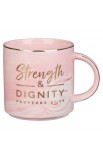 MUG932 - Mug Pink Marbled Strength & Dignity Prov. 31:25 - - 1 