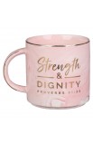 MUG932 - Mug Pink Marbled Strength & Dignity Prov. 31:25 - - 2 