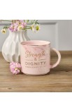 MUG932 - Mug Pink Marbled Strength & Dignity Prov. 31:25 - - 4 