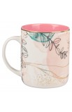 MUG990 - Mug Pink/White Abstract/Leaves Plans Jer. 29:11 - - 2 