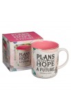 MUG990 - Mug Pink/White Abstract/Leaves Plans Jer. 29:11 - - 3 