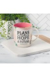 MUG990 - Mug Pink/White Abstract/Leaves Plans Jer. 29:11 - - 4 