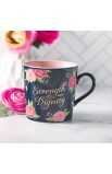 MUG991 - Mug Pink/Navy Floral Strength & Dignity Prov. 31:25 - - 4 