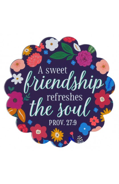 MG190 - Magnet Blue Floral Sweet Friendship Prov. 27:9 - - 1 