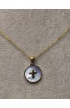 SC0296 - CROSS LIGHT COLOR ROUND SHELL NECKLACE GOLD - - 6 