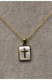 SC0298 - CROSS WHITE SQUARE SHELL NECKLACE GOLD - - 7 