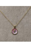 SC0294 - CROSS WHITE ROUND SHELL NECKLACE GOLD - - 6 