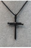 SC0284 - 3 NAILS BLACK CROSS NECKLACE - - 7 