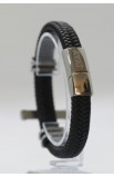 SC0286 - SILVER BIG CROSS SINGLE LAP BLACK LEATHER BRACELET - - 11 