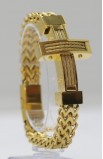 SC0272 - CABLE CROSS GOLD CHAIN BRACELET - - 6 