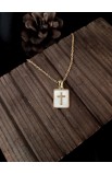 SC0298 - CROSS WHITE SQUARE SHELL NECKLACE GOLD - - 3 