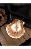 SC0317 - HOLLOW OUT CROSS GOLD PENDANT NECKLACE - - 1 