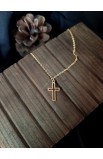 SC0317 - HOLLOW OUT CROSS GOLD PENDANT NECKLACE - - 2 