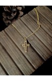 SC0317 - HOLLOW OUT CROSS GOLD PENDANT NECKLACE - - 4 