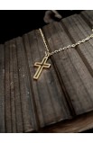 SC0317 - HOLLOW OUT CROSS GOLD PENDANT NECKLACE - - 3 