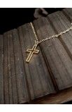 SC0317 - HOLLOW OUT CROSS GOLD PENDANT NECKLACE - - 5 