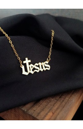 SC0318 - WHITE EPOXY FILLED JESUS NECKLACE - - 1 