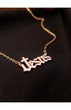 SC0320 - PINK EPOXY FILLED JESUS NECKLACE - - 4 